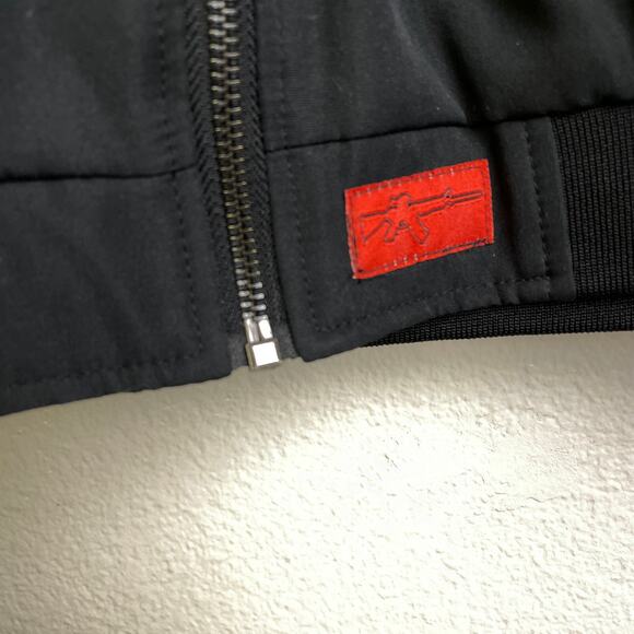 Retro Rifle Fiesta Bomber Jacket XS Black Full Zip Reversible Red Floral NWT - Picture 7 of 11